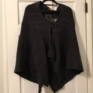 Free People Grey Shawl with Crochet Detail!!